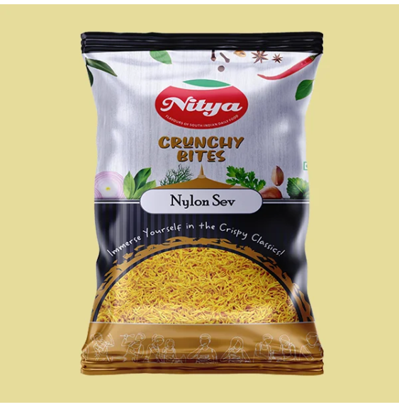 Nylon Sev – 180g | Nitya – Chrupiąca Indyjska Przekąska do Bhel Puri, Chaat i Innych