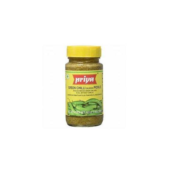 Pokrojone zielone chili w marynacie bez czosnku – 300g, marki Priya