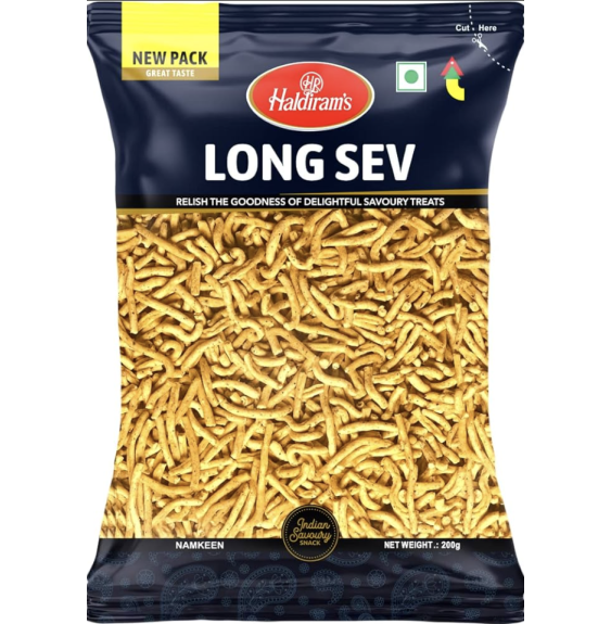 Long Sev Haldiram – 200g | Chrupiące Long Sev na Herbatę i Przekąski,