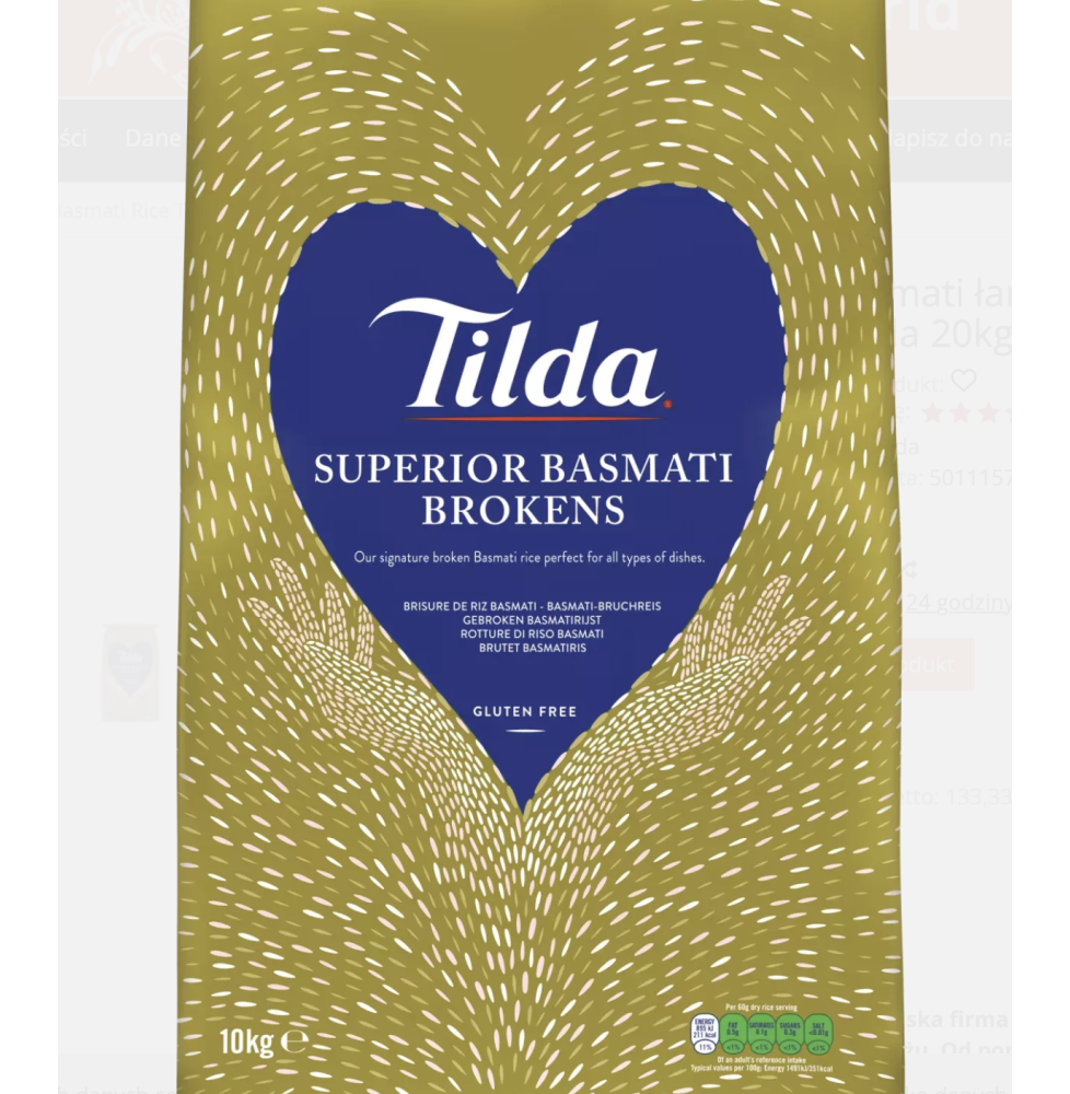 Ryż basmati łamany Broken Basmati Rice Tilda 20kg