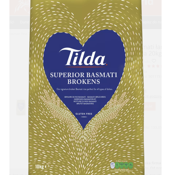 Ryż basmati łamany Broken Basmati Rice Tilda 20kg